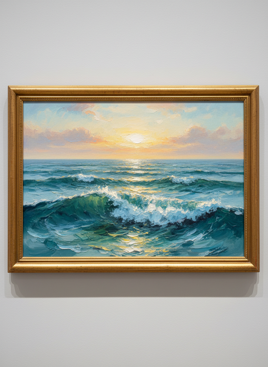 Coastal Breeze painting of teal ocean waves