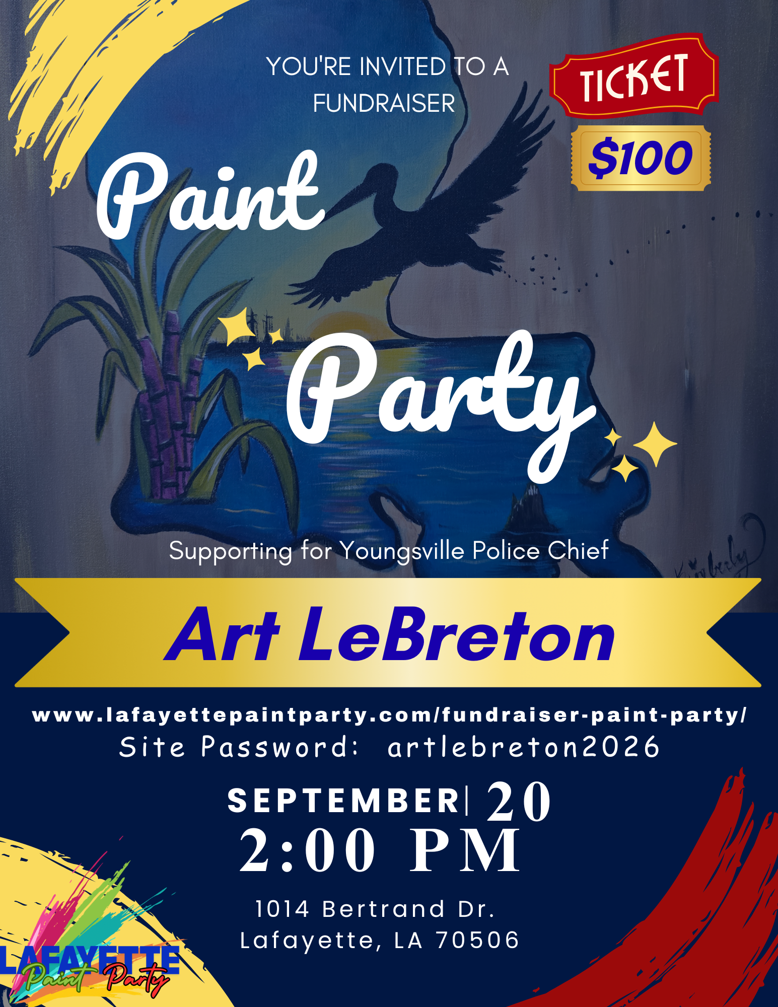 Art LeBreton Paint Party Fundraiser in Lafayette This&nbsp;Sunday