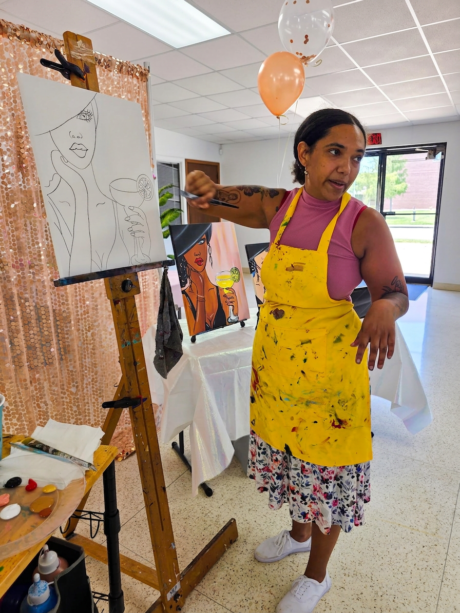 A finished canvas from a Lafayette Paint Party session