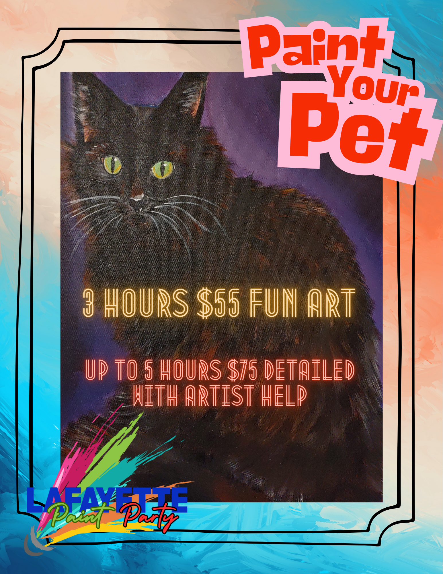 Paint Your Pet event — guided painting of your favorite pet at Lafayette Paint Party